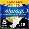 ALWAYS Serviettes Hygièniques Ultra Secure Night Extra Taille 5 x16