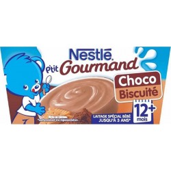 Nestlé P’tit Gourmand Mini Saveur Choco Biscuité (+12 mois) par 4 pots de 100g (lot de 8 soit 32 pots)
