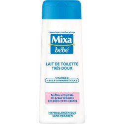 Mixa Bébé Lait de Toilette Très Doux Vitamine E + Huile d’Amande Douce 250ml (lot de 4)
