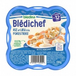Blédina Blédichef Riz et Lieu à la Forestiere (dès 12 mois) l’assiette de 230g (lot de 8)