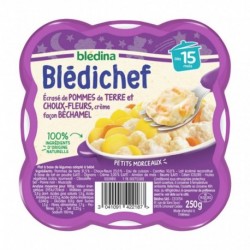 Blédina Blédichef Écrasé de Pommes de Terre et Choux-fleurs Crème Façon Bechamel (dès 15 mois) l’assiette de 250g (lot de 8)