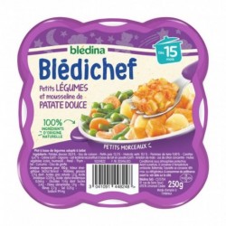 Blédina Blédichef Petits Légumes et Mousseline de Patate Douce (dès 15 mois) l’assiette de 250g (lot de 8)