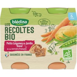 Blédina Les Récoltes Bio Petits Légumes du Jardin Boeuf (dès 6 mois) par 2 pots de 200g (lot de 6)