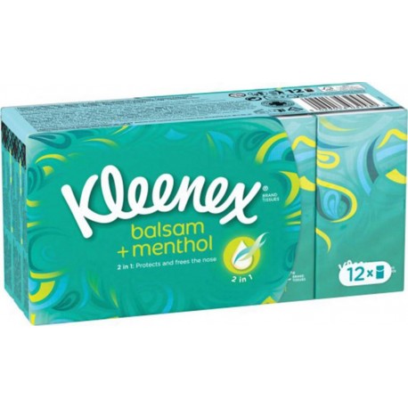 Kleenex Balsam + Menthol par 12 Étuis de Mouchoirs (lot de 6)