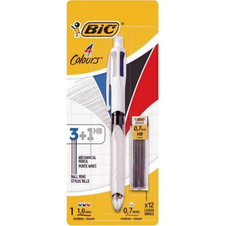 BIC Stylo bille 4 couleurs et porte mines - 3+1 HB