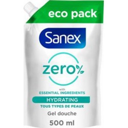 Sanex eco pack recharge Zéro% hydratant ESSENTIAL INGREDIENTS TOUS TYPES DE PEAUX 500ml (lot de 2)
