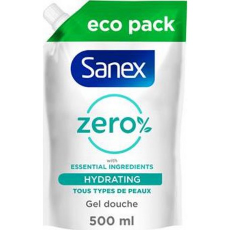 Sanex eco pack recharge Zéro% hydratant ESSENTIAL INGREDIENTS TOUS TYPES DE PEAUX 500ml (lot de 2)