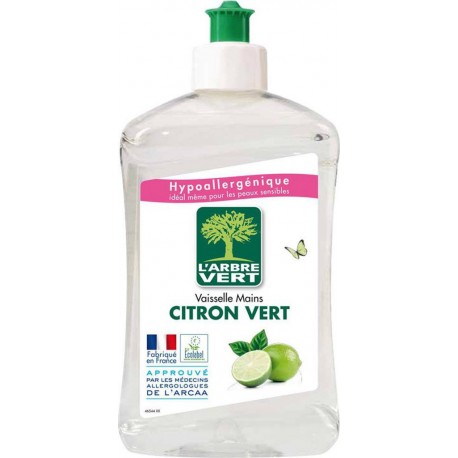 L’Arbre Vert Vaisselle & Mains Hypoallergénique au Citron Vert 500ml (lot de 8)