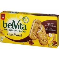 LU BelVita Petit Déjeuner Duo Fourré Goût Choco Noisette 253g (lot de 6)