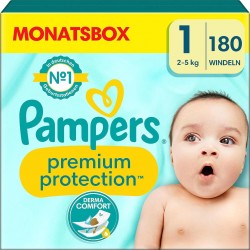 Pampers Couches bébé Taille 1 (2-5Kg) premium protection x180