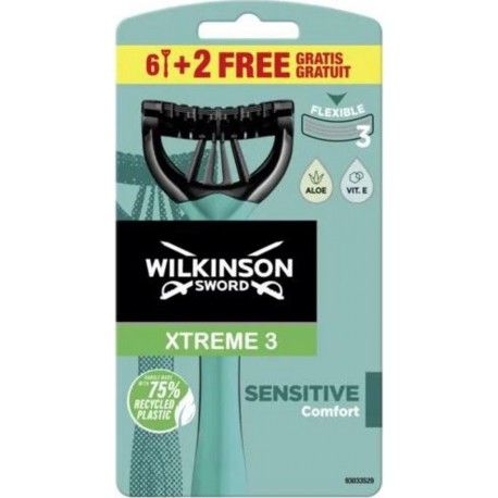 Wilkinson Sword Rasoirs jetables Pure XTREME3 Sensitive x8 boîte 8