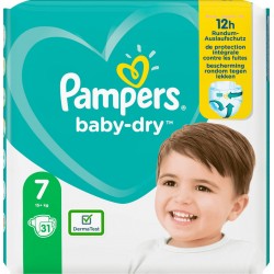Pampers Couches-culotte baby dry Taille 7 15Kg+ x31 (lot de 3)
