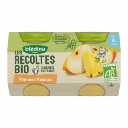 Blédina Les Récoltes Bio Pommes Ananas (dès 6 mois) par 2 pots de 130g (lot de 8)