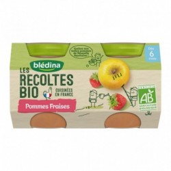 Blédina Les Récoltes Bio Pommes Fraises (dès 6 mois) par 2 pots de 130g (lot de 8)
