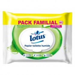 Lotus Papier Toilette Humide “Aloé Véra” Pack Familial 80 Lingettes