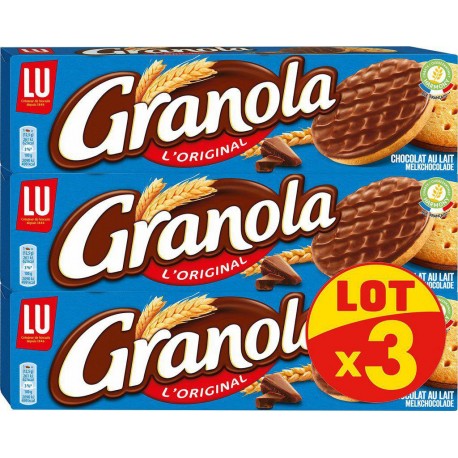 LU Biscuits sablés Granola L’Original Chocolat Lait 200g (lot de 3)