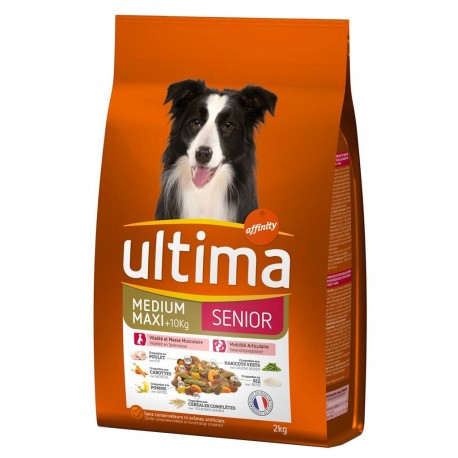 Ultima Croquettes Senior Chiens Medium Maxi +10 Kg Poulet Carottes Pomme Haricots Riz Format 2Kg