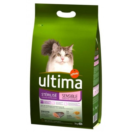 Ultima Croquettes Chat Stérilisé Sensible Truite 3Kg