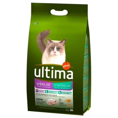 Ultima Croquettes Chat Stérilisé d’Intérieur Dinde 3Kg