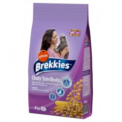 Brekkies Croquettes Chats Stérilisés au Poulet Céréales Complètes 4Kg