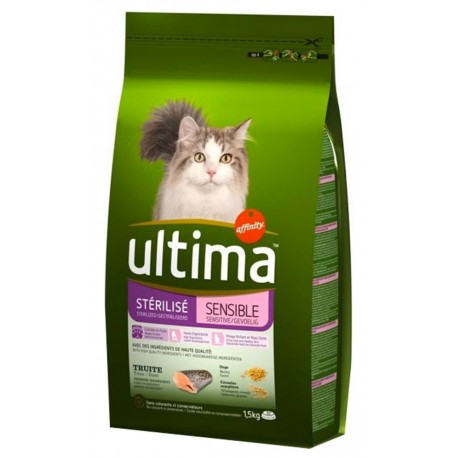 Ultima Croquettes Chat Stérilisé Sensible Truite 1,5Kg