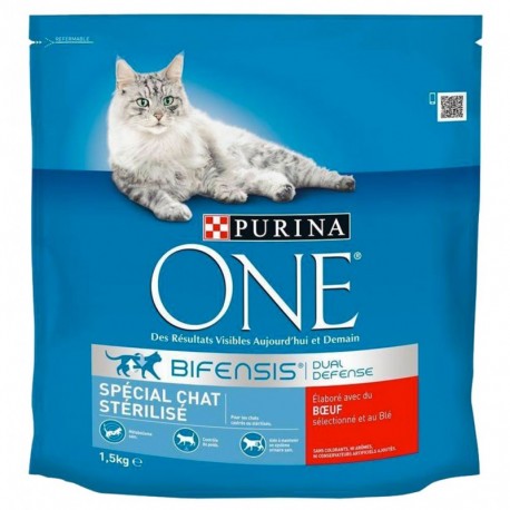 Purina One Croquettes Chat Stérilisé Boeuf 1,5Kg