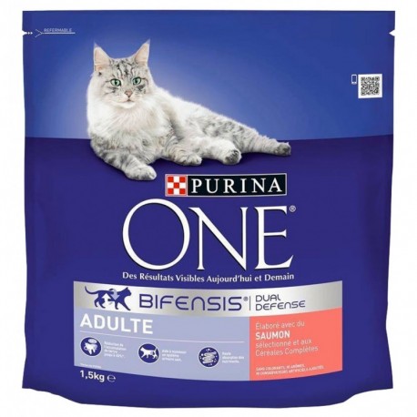 Purina One Croquettes Chat Adulte Saumon 1,5Kg