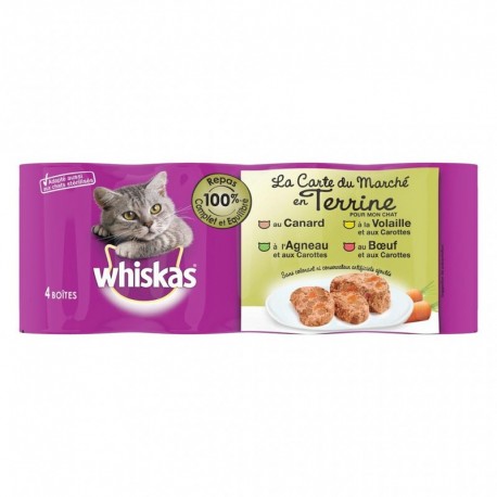 Whiskas Boîtes pour Chat La Carte du Marché en Terrine par 4