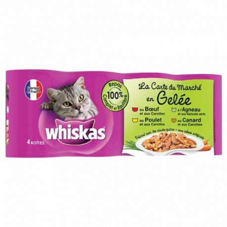 Whiskas Boîtes pour Chat La Carte du Marché en Gelée par 4