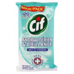 Cif Maxi Pack Antibactérien et Brillance Multi-Usages 120 Lingettes