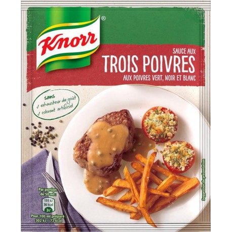 Knorr Sauce aux Trois Poivres aux Poivres Vert Noir et Blanc 32g (lot de 6)