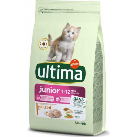 Ultima Croquettes Chat Stérilisé Junior Poulet 1,5Kg (lot de 3)