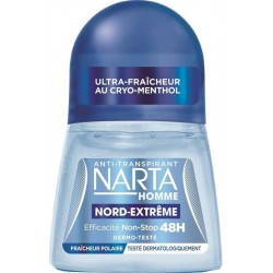 Narta Homme Roll-on Anti-Transpirant Efficacité Non-Stop 48h Fraîcheur Polaire 50ml (lot de 4)