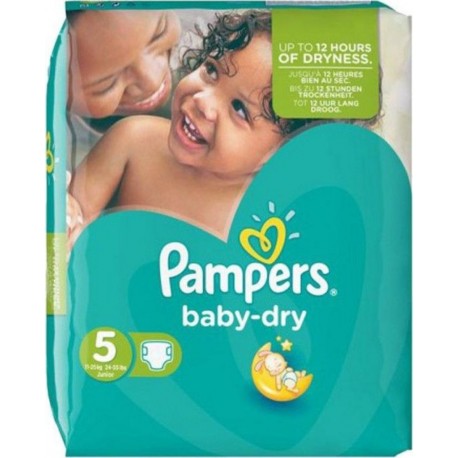 PAMPERS Couches Bébé Baby-Dry Taille 5 11Kg-16Kg x74