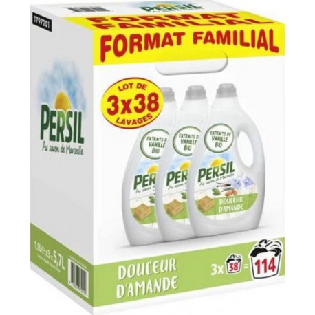 Persil Lessive liquide Douceur d'amande 3x1.9L soit 5.7L