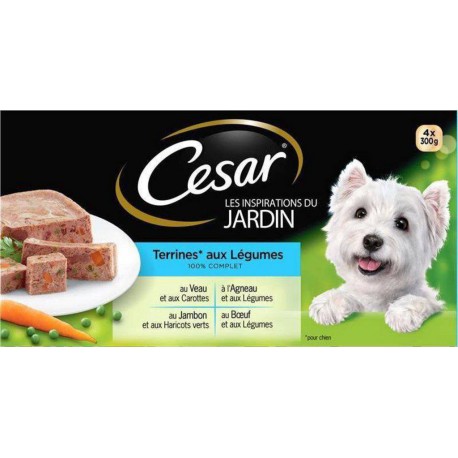 Cesar Les Inspirations du Jardin Terrines aux Légumes 100% Complet 4x300g 1,2Kg