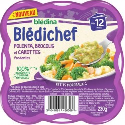 Blédina Blédichef Polenta Brocolis et Carottes Fondantes (dès 12 mois) l’assiette de 230g (lot de 8)