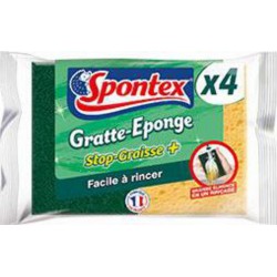 Spontex Gratte-éponge stop graisse le lot de 4 éponges