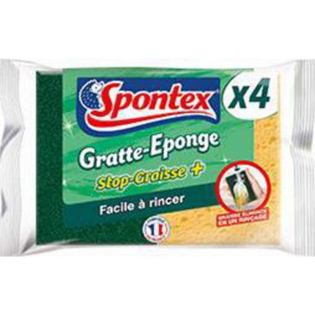 Spontex Gratte-éponge stop graisse le lot de 4 éponges