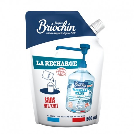 Briochin Liquide vaisselle & mains au savon noir & à l'algue marine - La  recharge de 500ml : : Epicerie