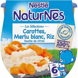 Nestlé Naturnes Les Sélections Carottes Merlu Blanc Riz (dès 6 mois) par 2 pots de 200g (lot de 6 soit 12 pots)