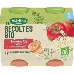 Blédina Les Récoltes Bio Tomates Riz Veau (dès 6 mois) par 2 pots de 200g (lot de 6)