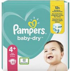 PAMPERS BABY DRY Taille 4+ 10-15Kg x25