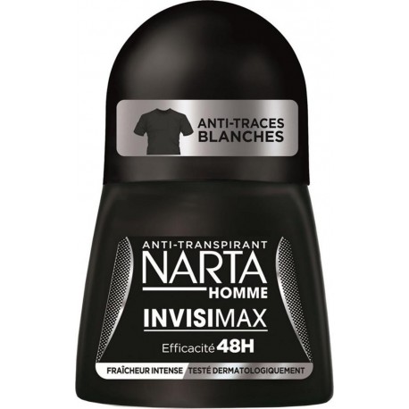 Narta Homme Roll-on Anti-Transpirant Anti-Traces Blanches Efficacité 48h Fraîcheur Intense 50ml