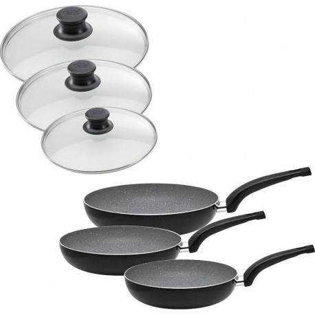 Ensemble de 3 poêles de cuisine et 3 couvercles 24cm 28cm et 32cm Elo Dolomit 9992450