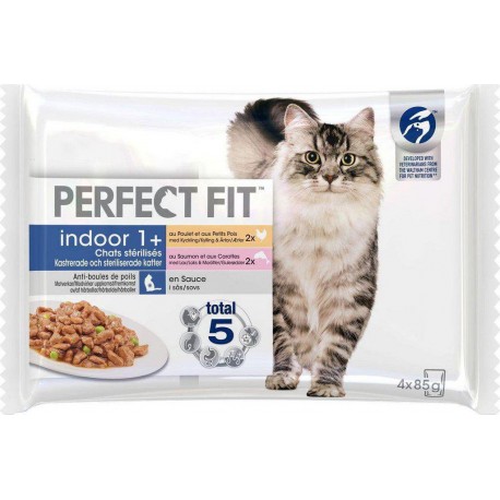 PERFECTFIT Chat Stérilisé au Poulet et Saumon 4x85g