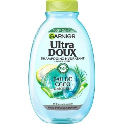 GARNIER ULTRA DOUX Shampoing Hydratant Tous Types de Cheveux Eau de Coco 300ml