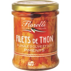 Florelli Filets de thon huile d'olive piments 140g