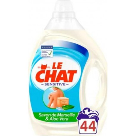 LE CHAT SENSITIVE LESSIVE LIQUIDE SAVON DE MARSEILLE & ALOE VERA x44 2.2L