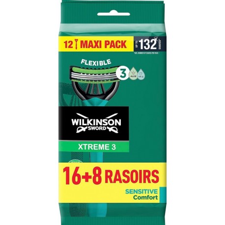 Wilkinson Sword Xtreme 3 Sensitive Rasoir Jetable avec 3 Lames x24